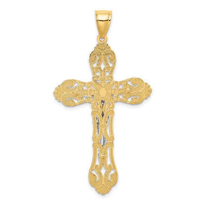 10K Gelb mit Rhodium 10K mit Rhodium Kruzifix Charm