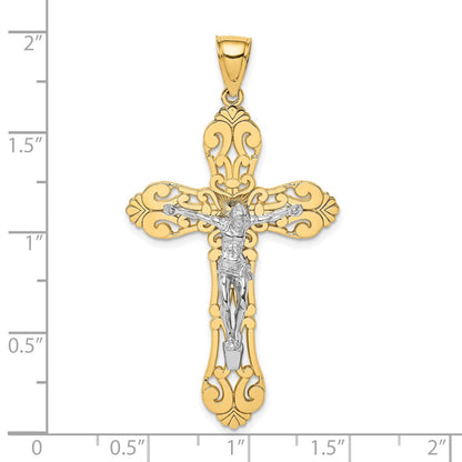 10K Gelb mit Rhodium 10K mit Rhodium Kruzifix Charm