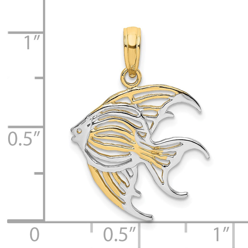 10K Gelb mit Rhodium mit Rhodium Ausgeschnitten Kaiserfisch Charm