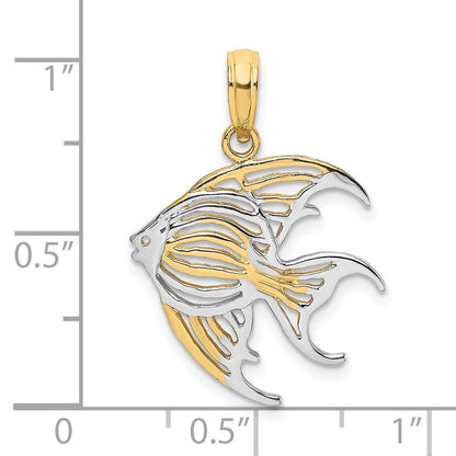 10K Gelb mit Rhodium mit Rhodium Ausgeschnitten Kaiserfisch Charm