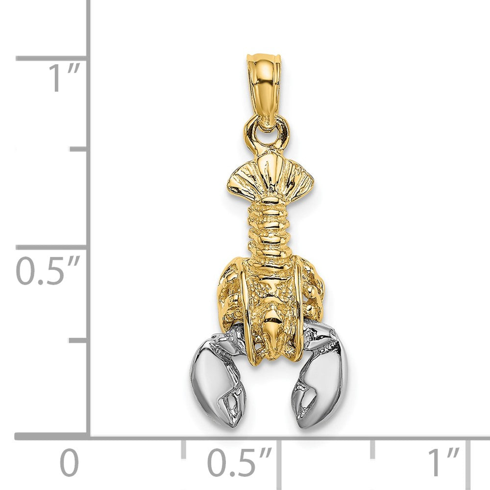 10K Gelb mit Rhodium 10K 2-d Beweglich Karabiner Charm