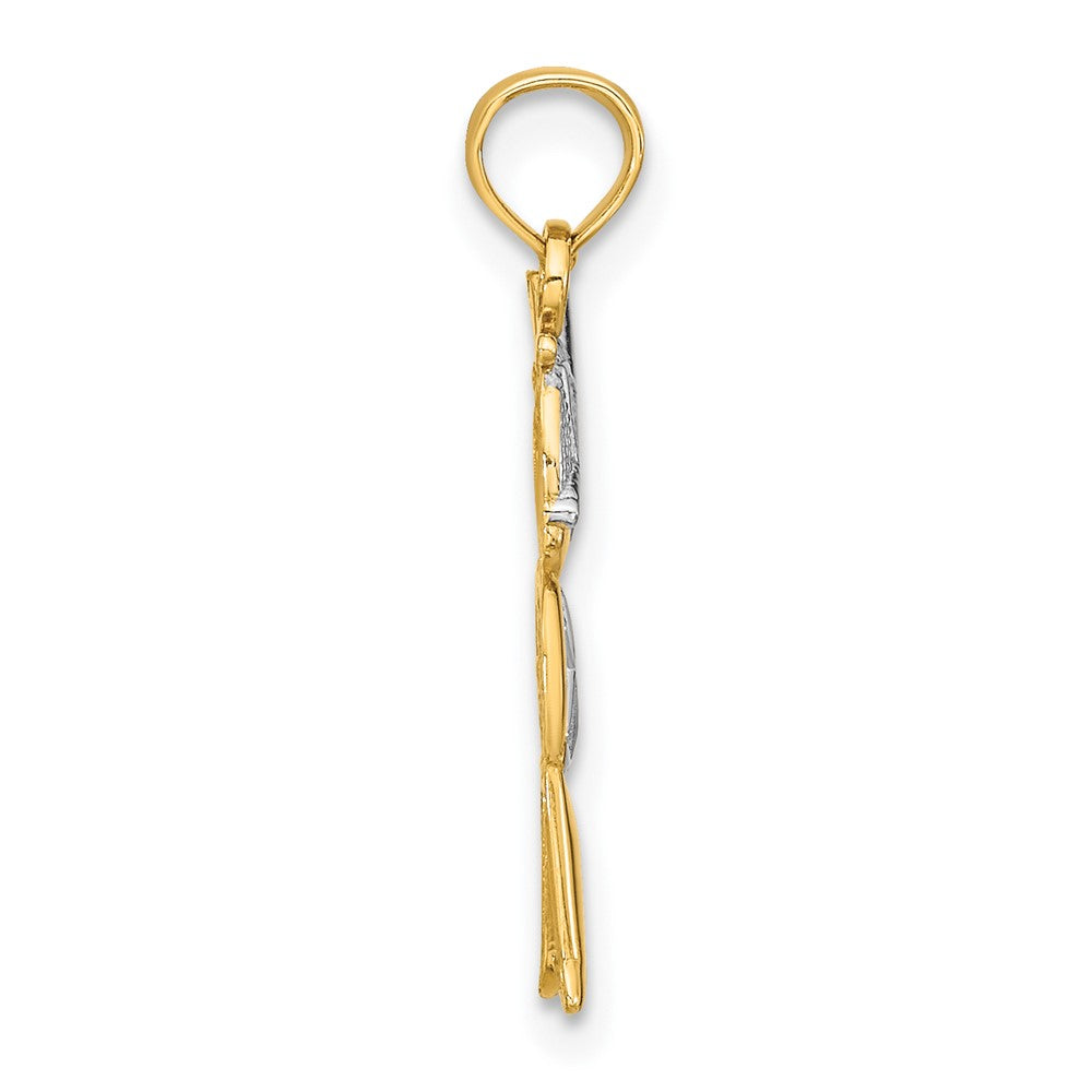 10K Gelb mit Rhodium 10K Strukturiert Junge Charm