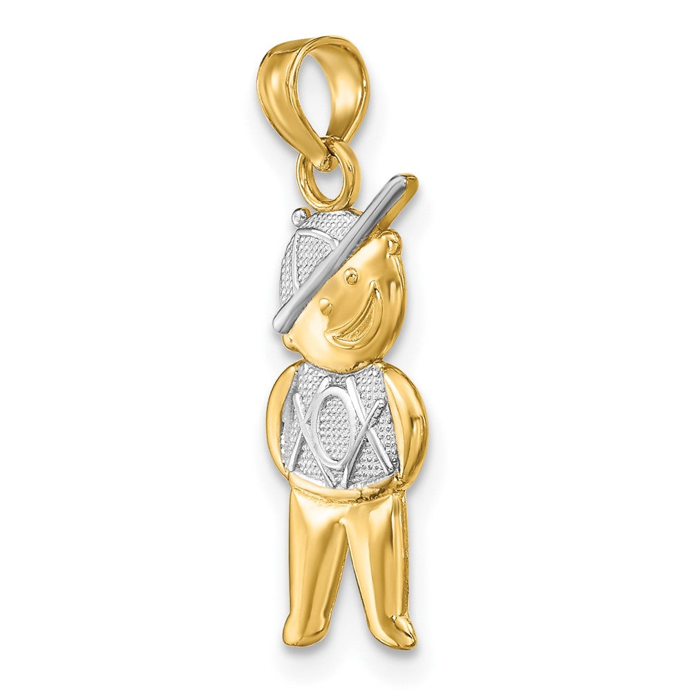 10K Gelb mit Rhodium 10K Strukturiert Junge Charm