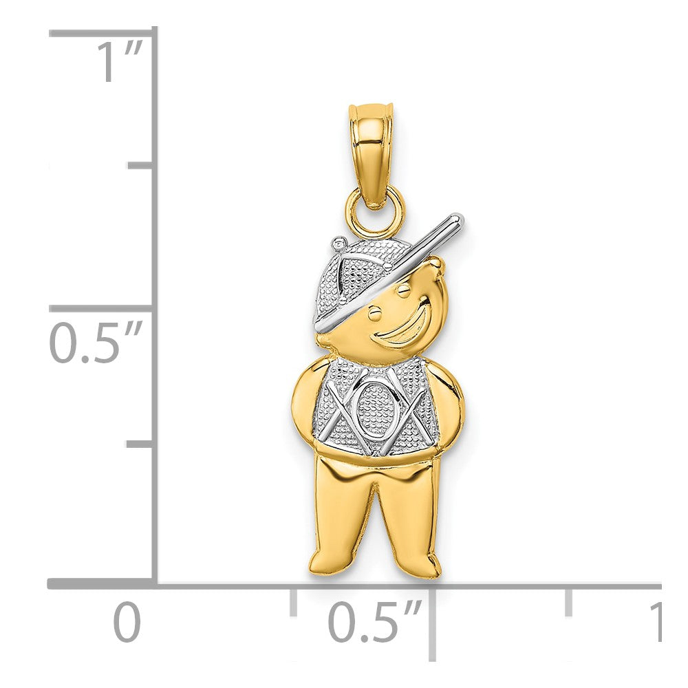 10K Gelb mit Rhodium 10K Strukturiert Junge Charm