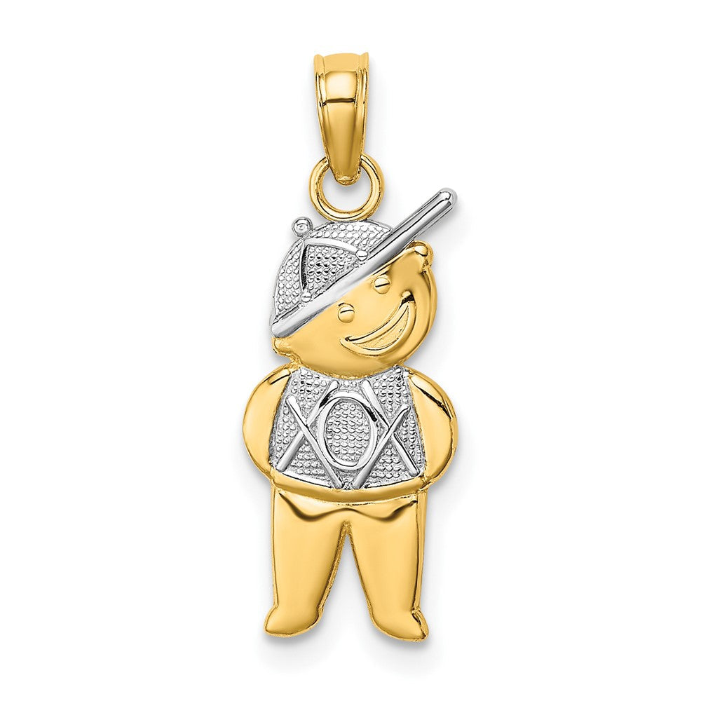 10K Gelb mit Rhodium 10K Strukturiert Junge Charm