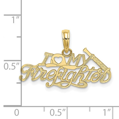 10K Gelbgold I Liebe My Firefighter Charm