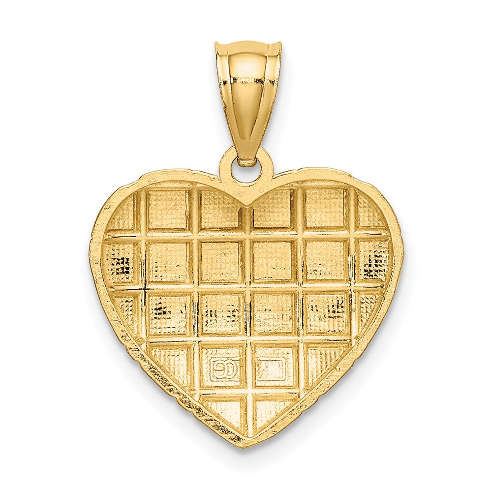 10K Gelb mit Rhodium 10K mit Rhodium Diamantiert Herz Charm