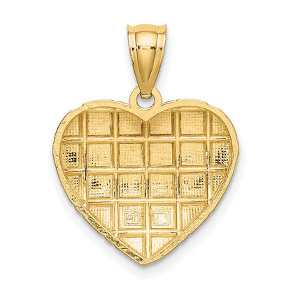 10K Gelb mit Rhodium 10K mit Rhodium Diamantiert Herz Charm