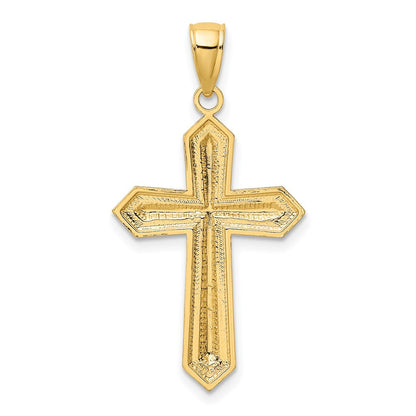 10K Gelb mit Rhodium 10K mit Rhodium Diamantiert Kreuz Anhänger