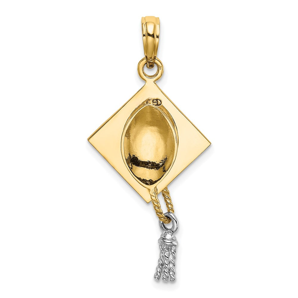 10K Gelb mit Rhodium 3-d Abschluss Cap Beweglich Tassle Charm