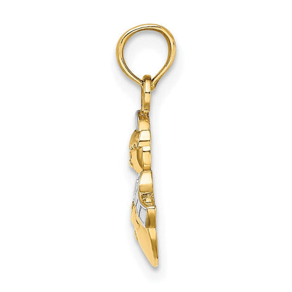 10K Gelb mit Rhodium 10K mit Rhodium Snowman Anhänger
