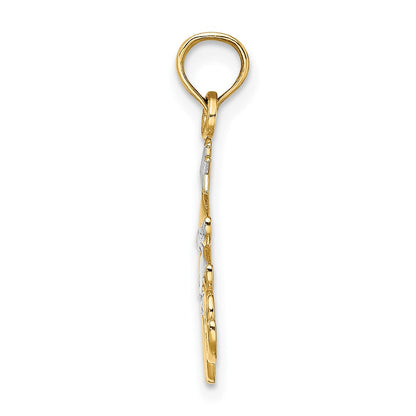 10K Gelb mit Rhodium 10K mit Rhodium Weihnachten Baum Charm