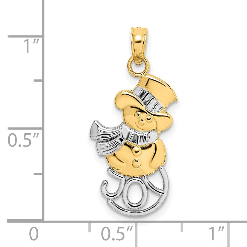 10K Gelb mit Rhodium 10K Snowman & Freude Anhänger