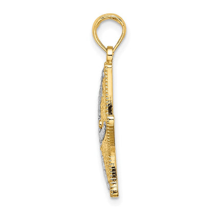 10K Gelb mit Rhodium 10K Rhodium Diamantiert Klein Seestern Charm
