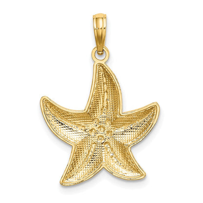 10K Gelb mit Rhodium 10K Rhodium Diamantiert Klein Seestern Charm