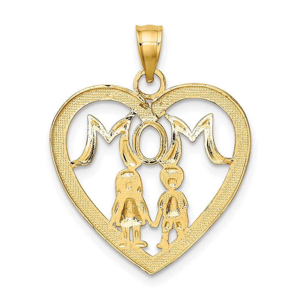 10K Gelb mit Rhodium 10K mit Rhodium Herz mit 2 Kinder Mama Charm