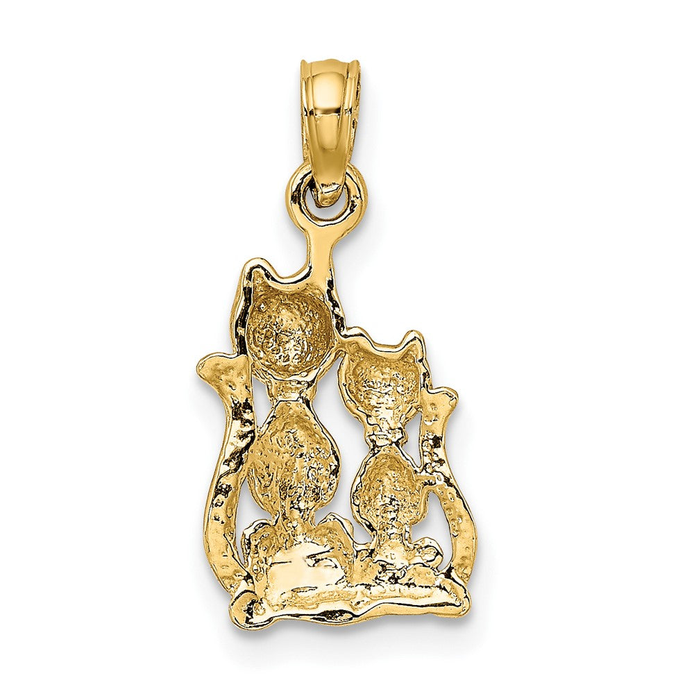 10K Gelb mit Rhodium 10K mit Rhodium Poliert Katze und Kitten Charm