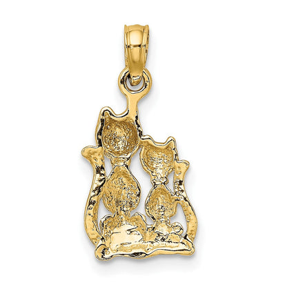 10K Gelb mit Rhodium 10K mit Rhodium Poliert Katze und Kitten Charm
