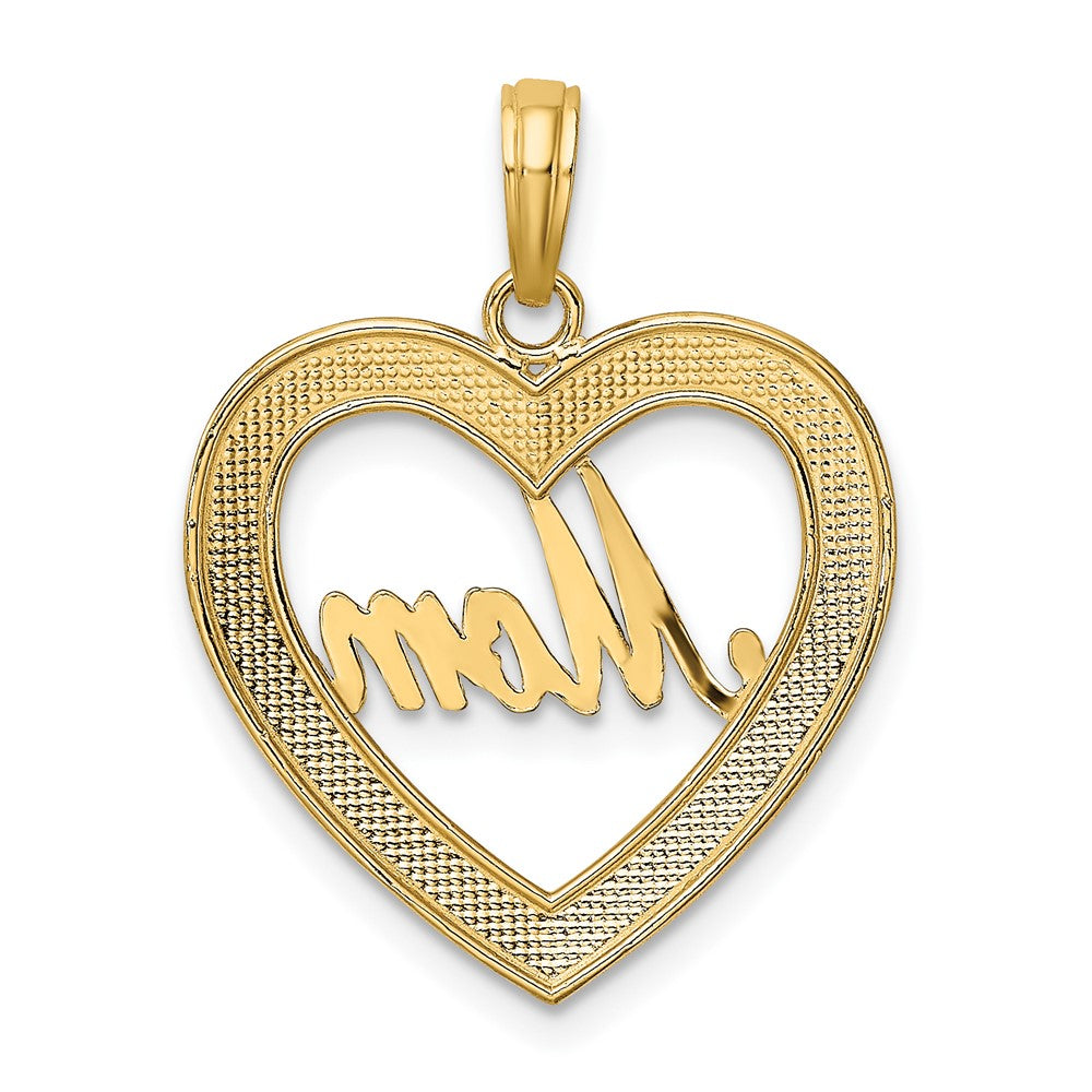 10K Gelb mit Rhodium 10K mit Rhodium Diamantiert Herz Rahmen Mama Charm