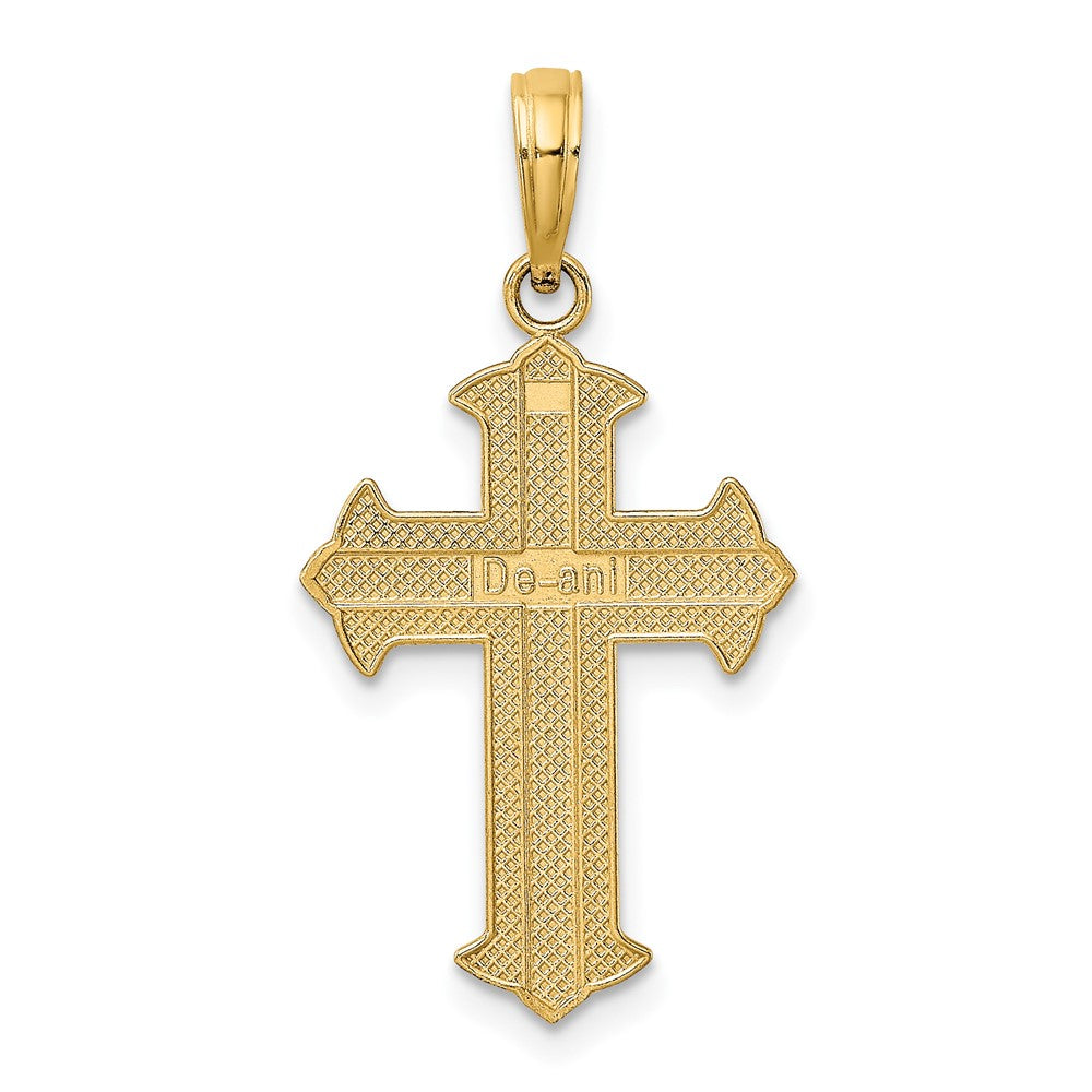 10K Gelb mit Rhodium 10K mit Rhodium Diamantiert Kreuz Anhänger