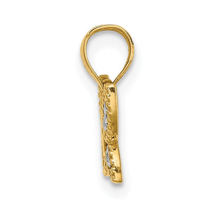 10K Gelb mit Rhodium mit Rhodium Mini Diamantiert Schmetterling Charm