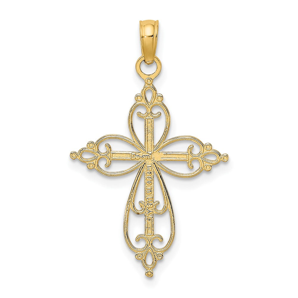 10K Gelb mit Rhodium 10K mit Rhodium Gekugelt Kreuz Charm