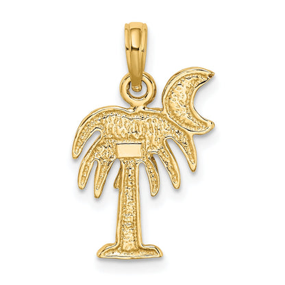 10K Gelb mit Rhodium 10K mit Rhodium Poliert Charelston Palme Baum Charm
