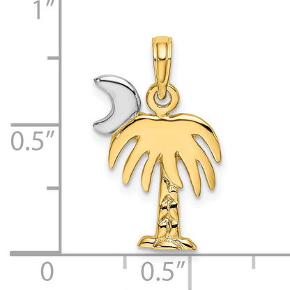 10K Gelb mit Rhodium 10K mit Rhodium Poliert Charelston Palme Baum Charm