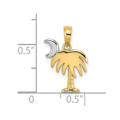 10K Gelb mit Rhodium 10K mit Rhodium Charleston Palme Baum Charm