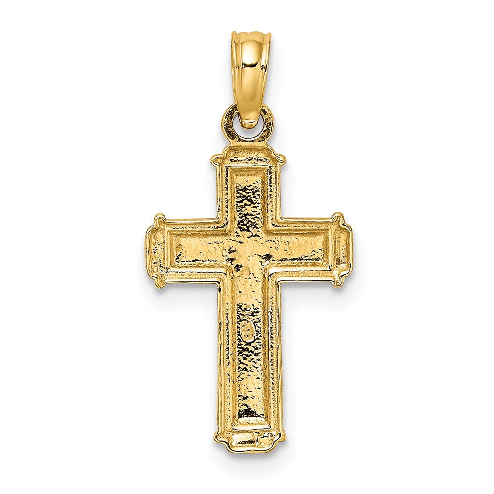 10K Gelb mit Rhodium 10K mit Rhodium Poliert Block Kruzifix Inri Charm