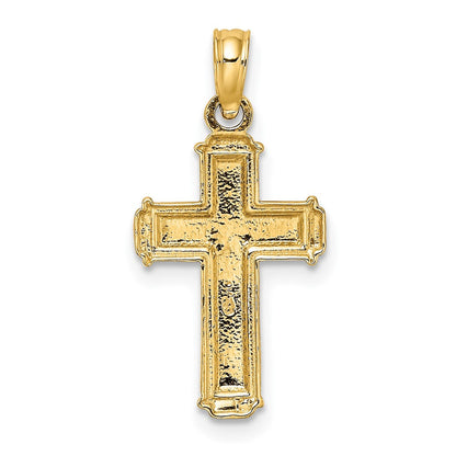 10K Gelb mit Rhodium 10K mit Rhodium Poliert Block Kruzifix Inri Charm