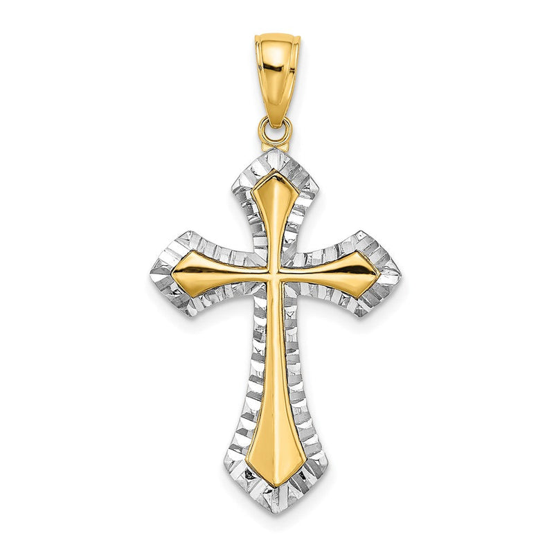 10K Gelb mit Rhodium 10K mit Rhodium Diamantiert Wendbar Kreuz Charm
