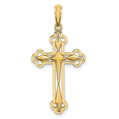 10K Gelb mit Rhodium 10K mit Rhodium Diamantiert Wendbar Kreuz Charm