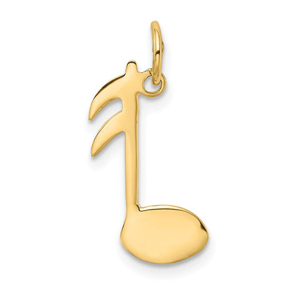10K Gelbgold Poliert Flach-backed Musical Note Charm