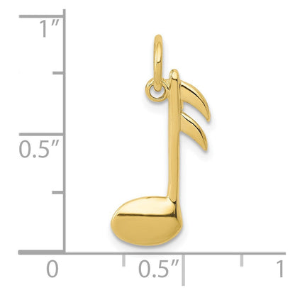 10K Gelbgold Poliert Flach-backed Musical Note Charm