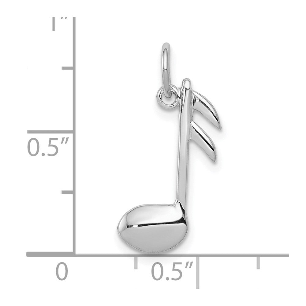 10K Weißgold Poliert Flach-backed Musical Note Charm