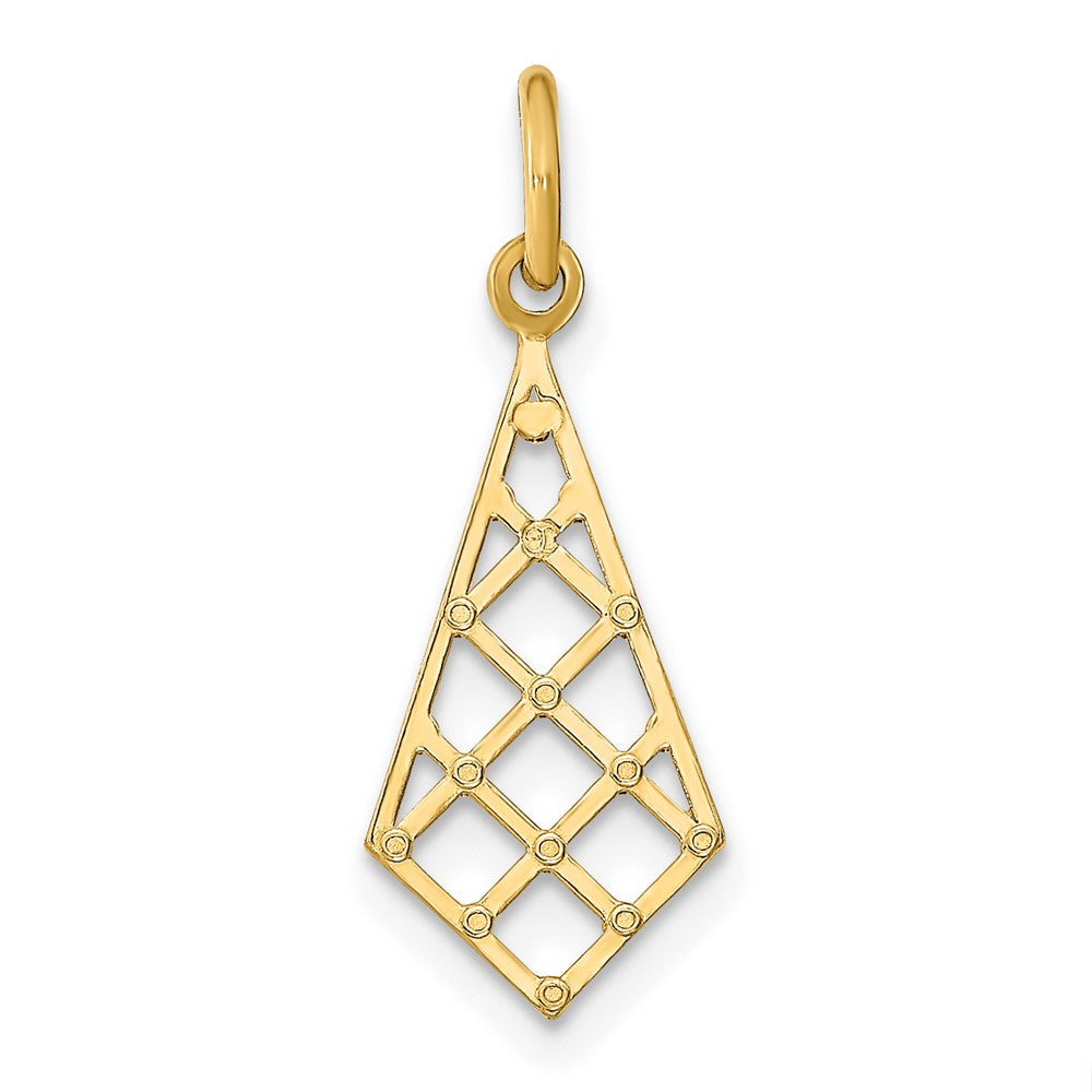 10K Gelb mit Rhodium 10K Diamantiert Klein Kreuz-cross Charm