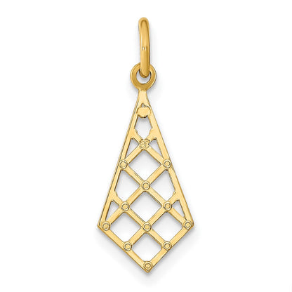 10K Gelb mit Rhodium 10K Diamantiert Klein Kreuz-cross Charm