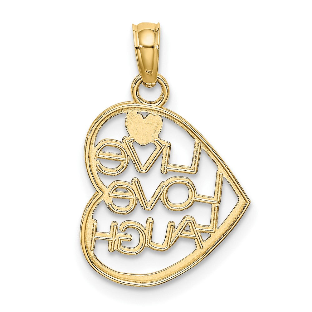 10K Gelb mit Rhodium 10K mit Rhodium Leben Liebe Lachen in Herz Charm