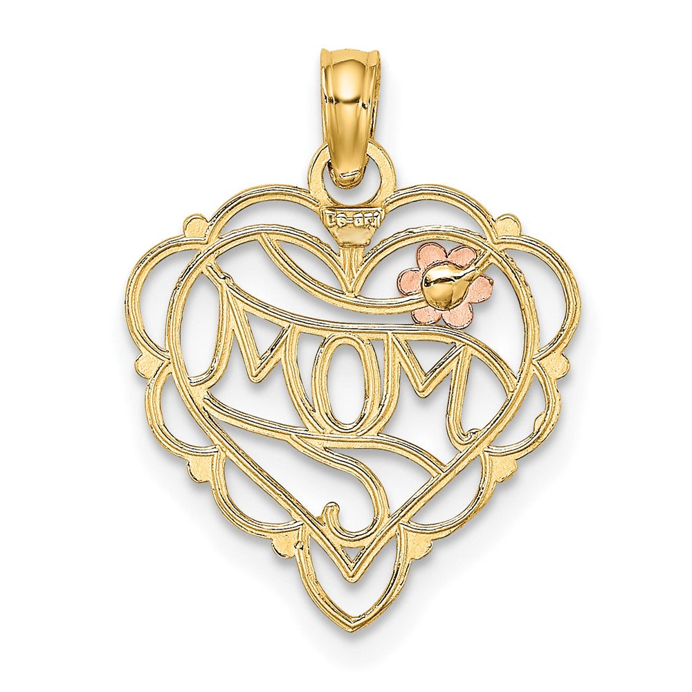 10K Bicolor 10K Bicolor mit Rhodium Mama Herz mit Blume Charm