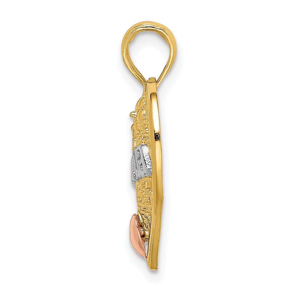10K Bicolor 10K mit Weiß Rhodium Oma Herz Charm