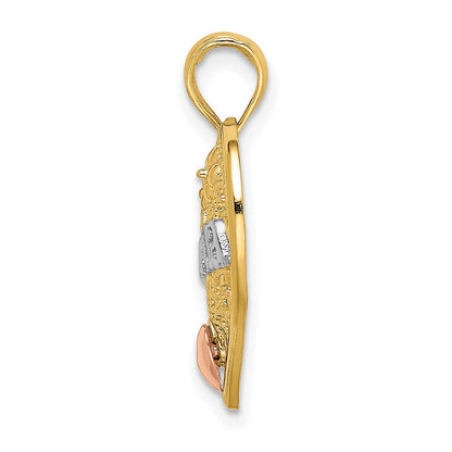 10K Bicolor 10K mit Weiß Rhodium Oma Herz Charm
