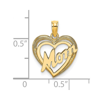 10K Gelbgold 10K Mama Inside Herz Charm