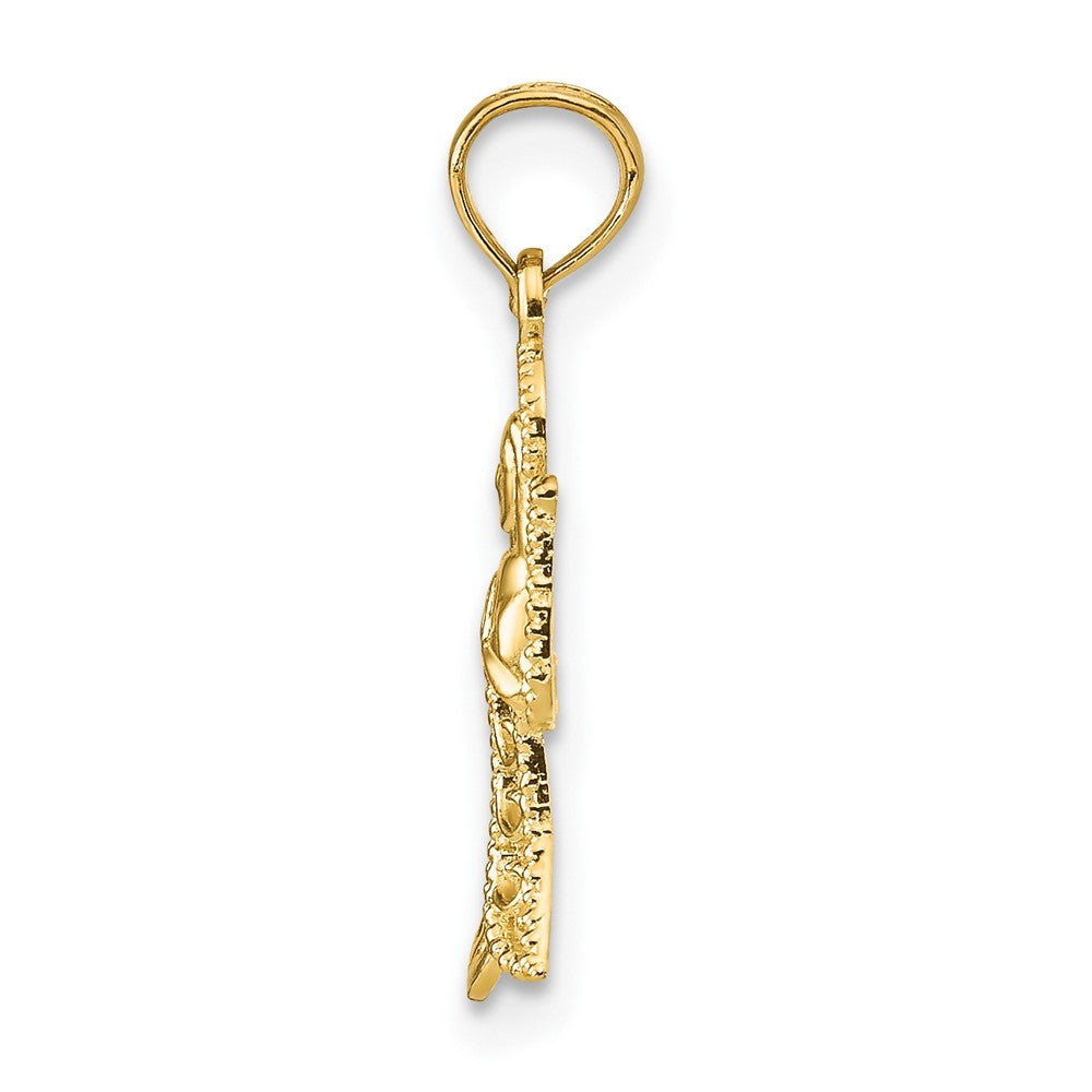10K Gelbgold 10K Engel mit Filigran Ausgeschnitten Flügel Charm