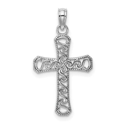 10K Weißgold Fantasie Kreuz Anhänger