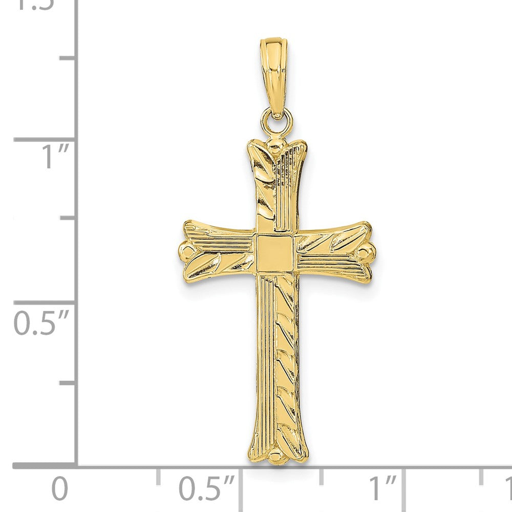 10K Gelbgold 10K Strukturiert mit Quadratisch Mittig Kreuz Anhänger