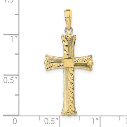 10K Gelbgold 10K Strukturiert mit Quadratisch Mittig Kreuz Anhänger