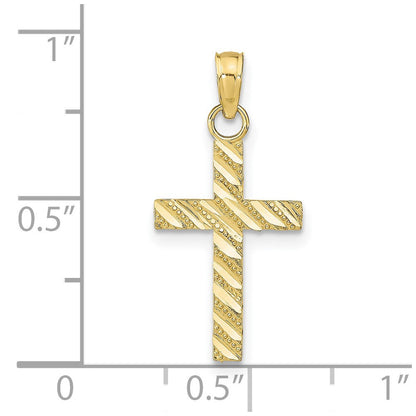 10K Gelbgold Diamantiert Kreuz Anhänger