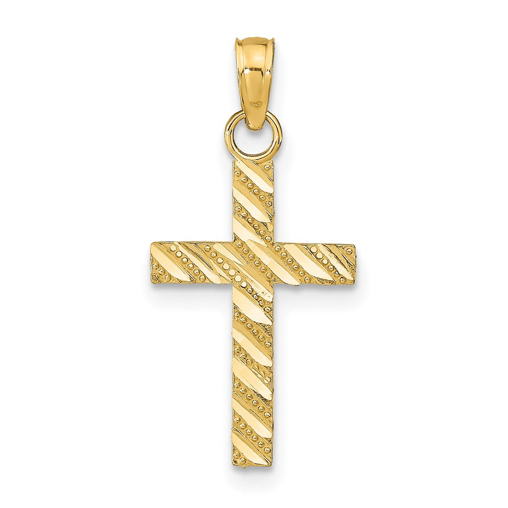 10K Gelbgold Diamantiert Kreuz Anhänger