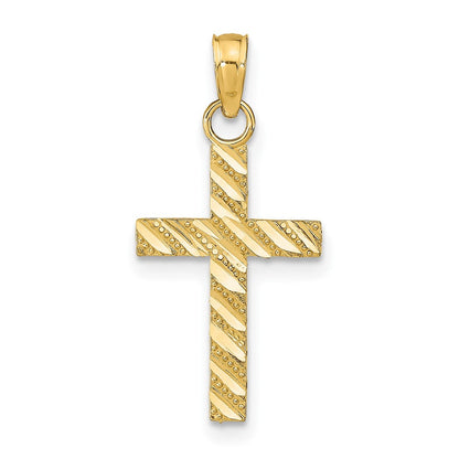 10K Gelbgold Diamantiert Kreuz Anhänger